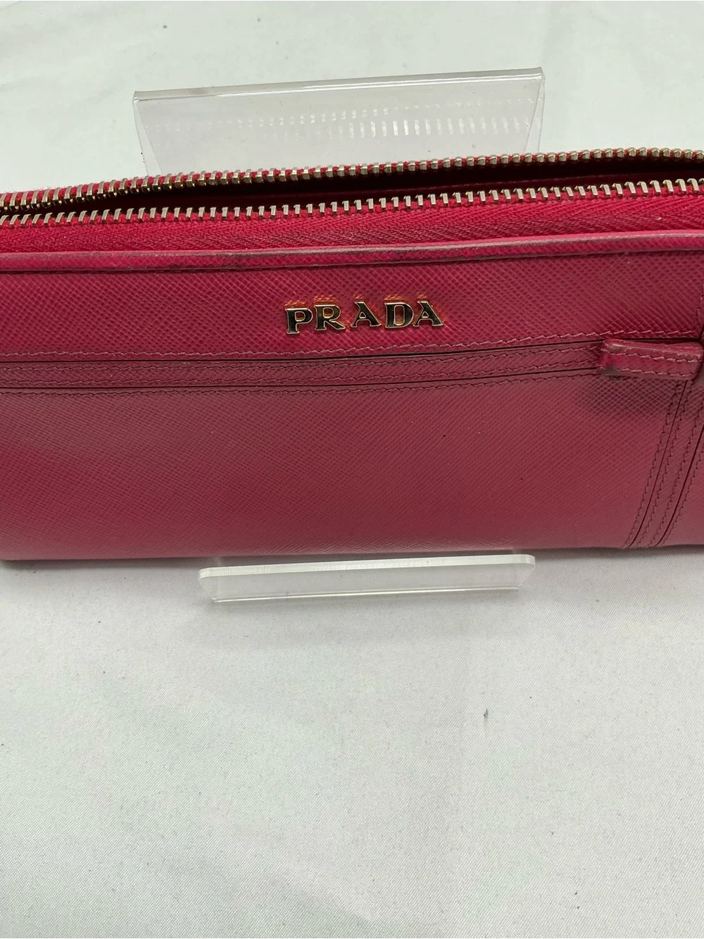 Prada Saffiano Leather Zip-Around Wallet – Raspberry Pink